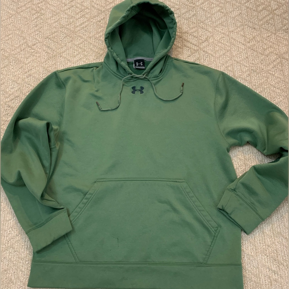 Under Armour Men's Medium Olive Green Pullover Hoodie fall flaw